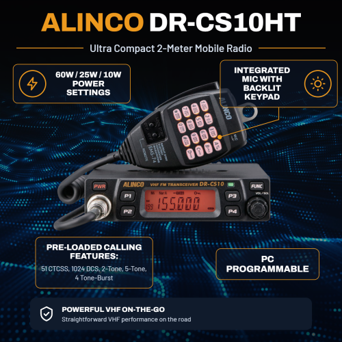 Alinco DR-CS10HT - 2 Meter Mobile Transceiver - 60 Watt