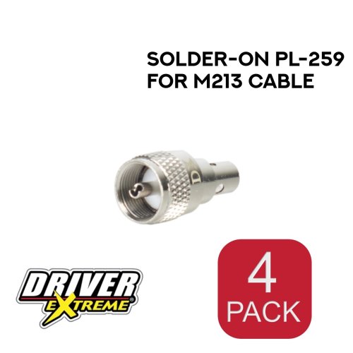 Solder-On PL-259 Connector for Driver Extreme M213 Cable - 4 Pack