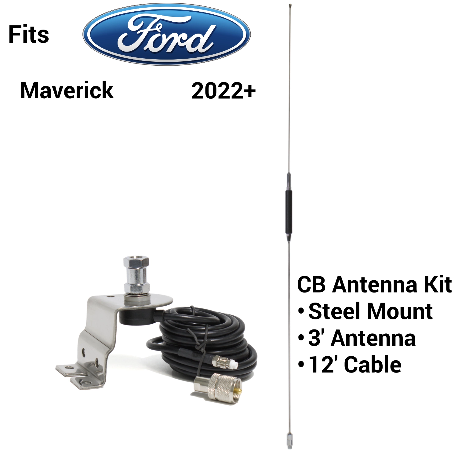 ford maverick cb antenna kit for the hood / fender