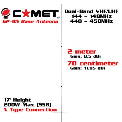 Comet GP-9N Ultra High Gain Dual Band Antenna with N Connector