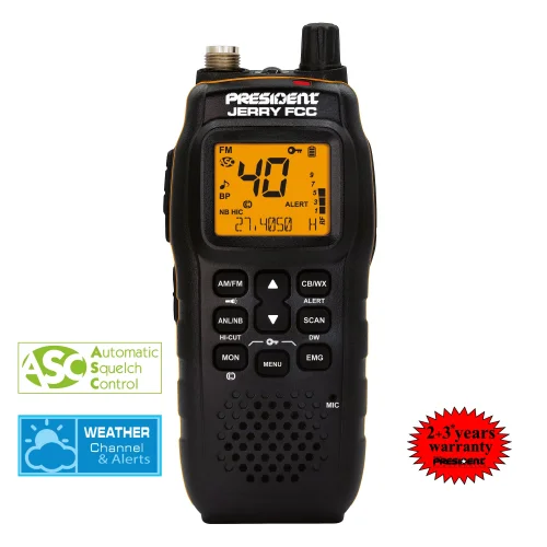 President Jerry FCC CB Radio with weather channel & alerts, Automatic Squelch Control, and 2+ years warranty