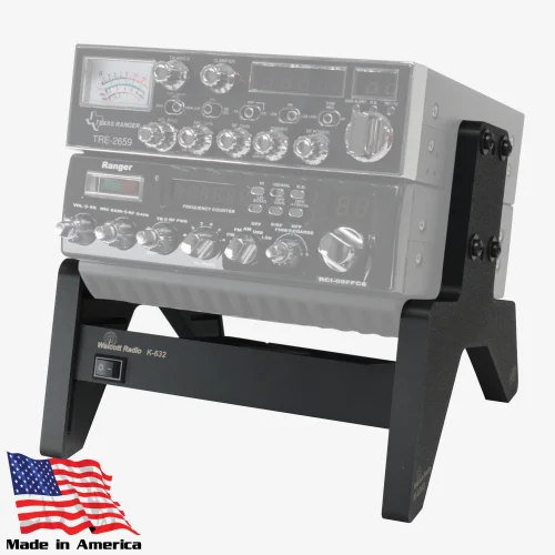 radio stand with integrated cooling fan for high powered 10 meter and CB radios