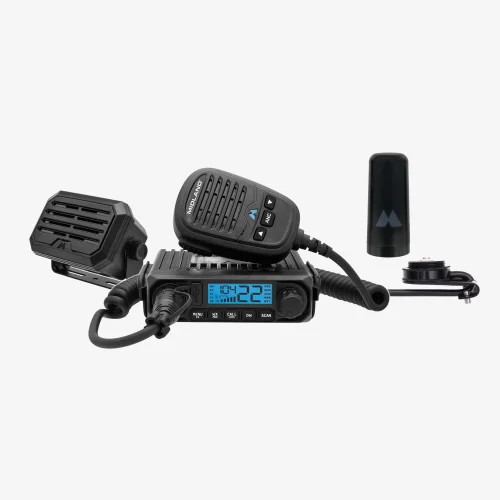 Bundle of Midland MXT115P GMRS radio, lip mount with cable, low profile Ghost antenna, and mini speaker