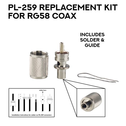Replacement PL259 Coax Connector for RG58 Cable