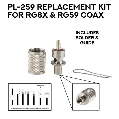 Replacement PL259 Coax Connector for RG59 and RG8X Coax Cable