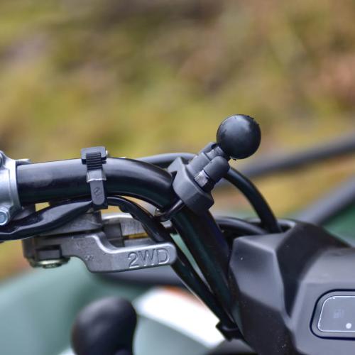 a ball mount attached to a handlebar