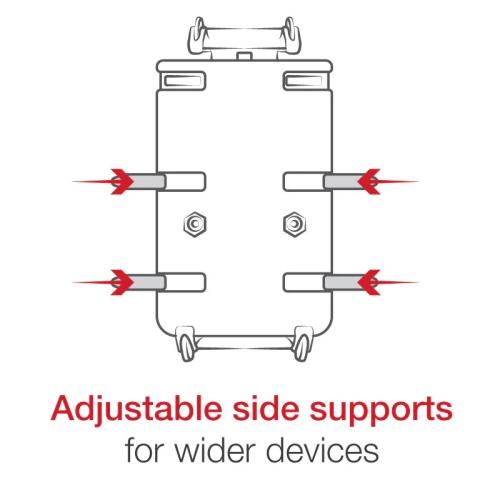 Illustration showing moveable side supports of a cell phone holder