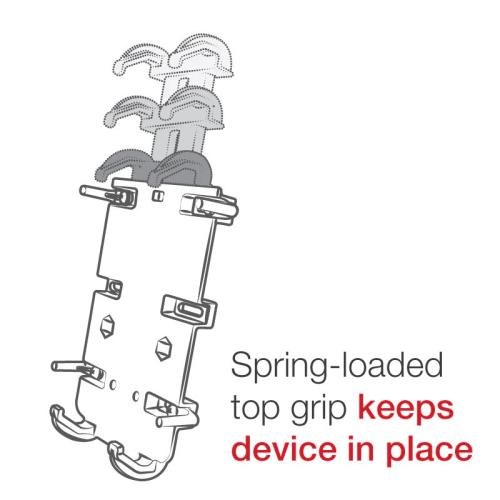 Illustration showing the adjustable top section of a phone mount