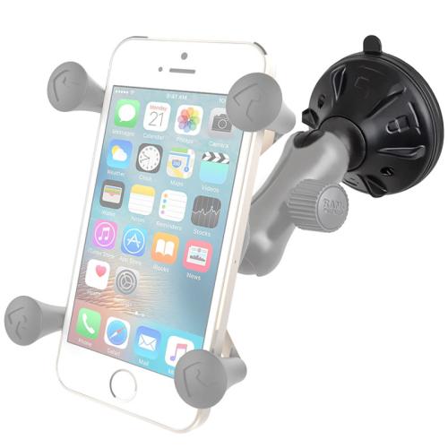 suction cup phone mount holding an iphone