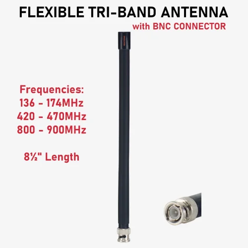 remtronix 824B tri-band ham radio antenna with BNC connector for VHF/UHF radios and scanners