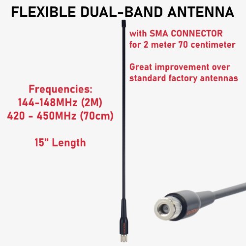 Remtronix REM-UV100S 15inch Dual-Band 2M/70cm Rubber Ducky Style Antenna - SMA M