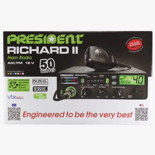 Front of display box for President Richard  2 radio