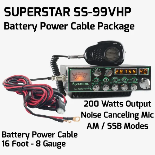 SuperStar SS-99VHP 10 meter radio package with 16 foot battery power cable