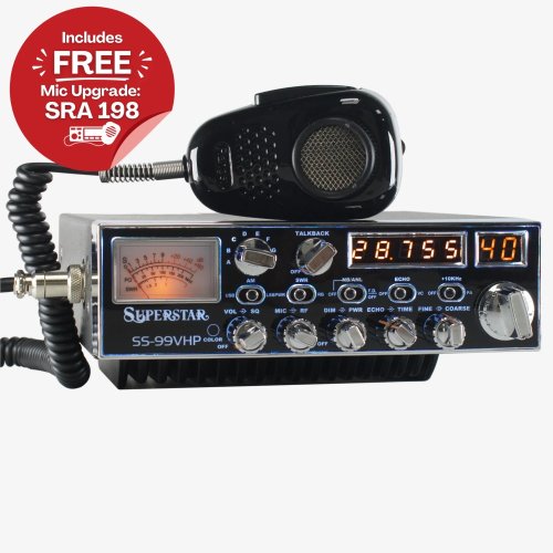 SuperStar SS-99VHP high power 10 meter radio with multi-color faceplate and noise canceling microphone