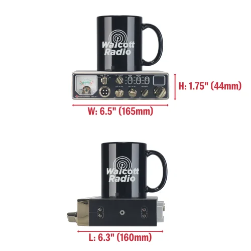 TRE-2617 dimensions shown alongside a coffee mug for scale
