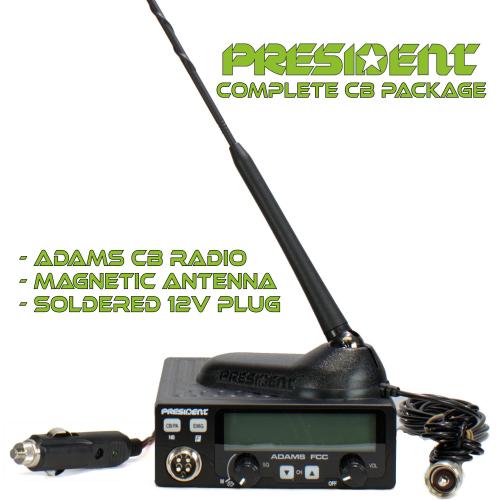 President Adams FCC CB Radio and New Virginia Antenna Package - Complete CB Radio System