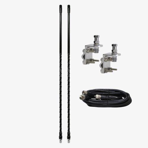 Four Foot Tall CB Antenna Kit - Black - With Coax and Mount - DUAL ANTENNA KIT