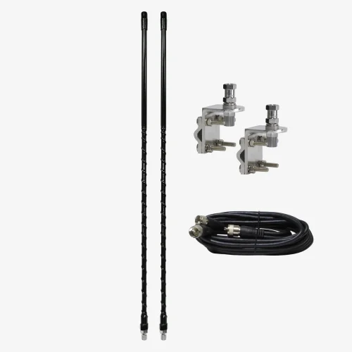 Four Foot Tall CB Antenna Kit - Black - With Coax and Mount - DUAL ANTENNA KIT