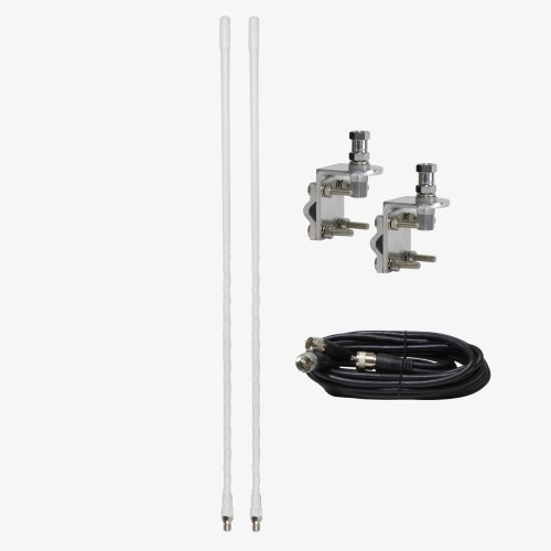 Four Foot CB Antenna Kit - White - With Coax and Mount - DUAL ANTENNA KIT