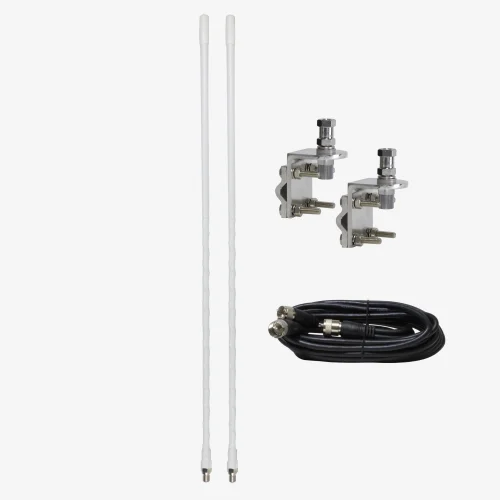 Four Foot CB Antenna Kit - White - With Coax and Mount - DUAL ANTENNA KIT