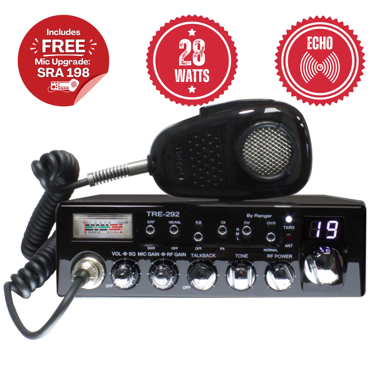 Texas Ranger TRE292 CB includes performance peak and Echo